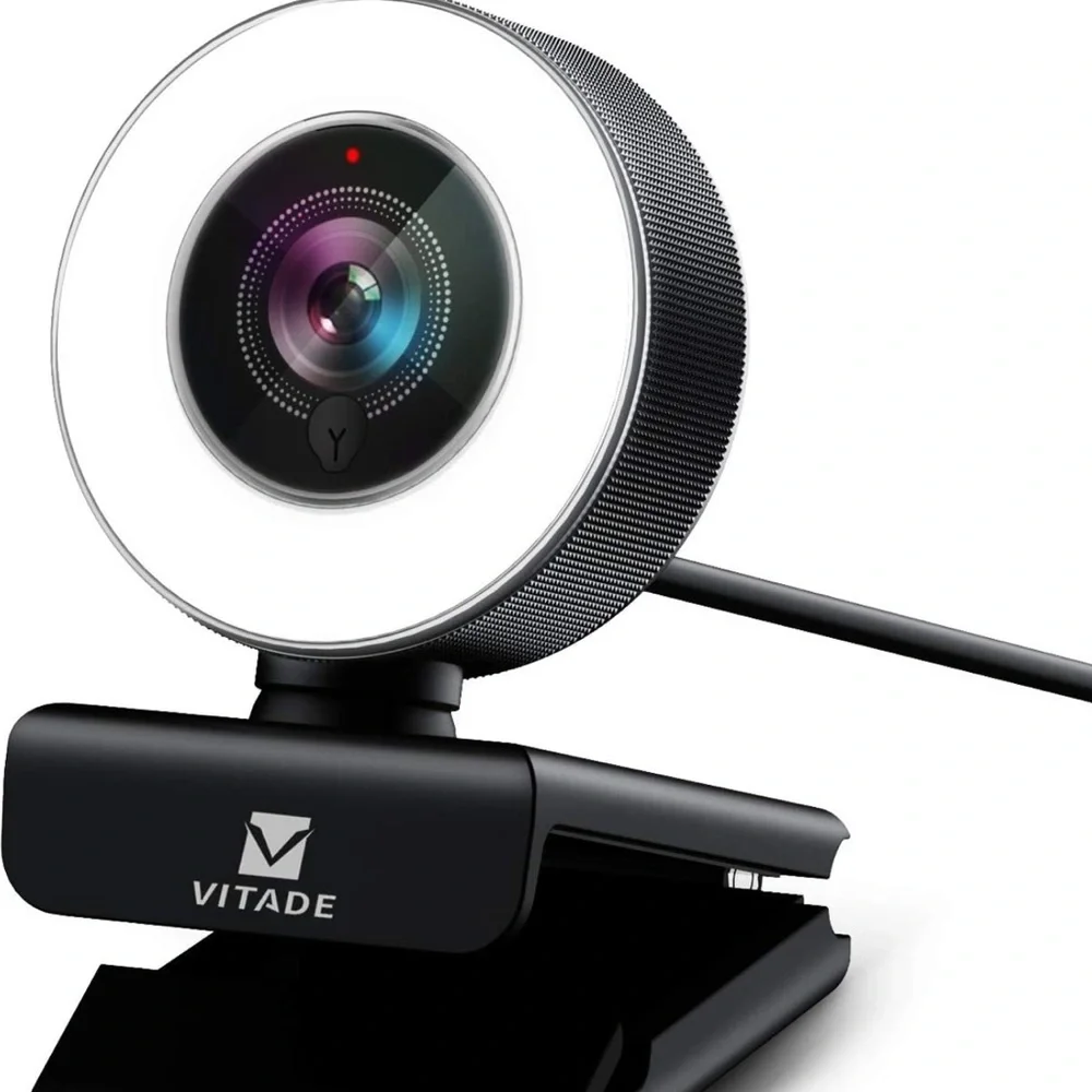 PC Webcam for Streaming HD 1080P, Vitade 960A USB Pro with Ring Light
